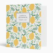 Colorful Rustic Lemon Citrus Yellow Chic Summer 3 Ring Binder (Front/Inside)