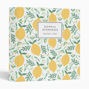 Colorful Rustic Lemon Citrus Yellow Chic Summer 3 Ring Binder