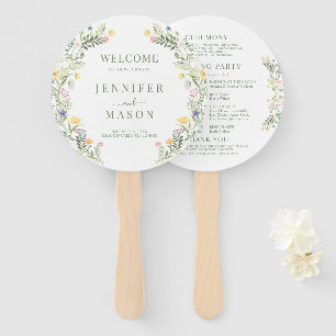 Colorful Rustic Meadow Wild Flower Wedding Program Hand Fan