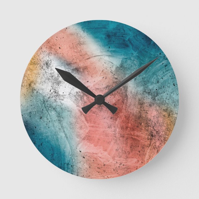 Colorful Rustic Metal Textures Round Clock (Front)