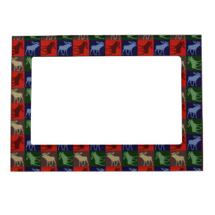 Colorful rustic moose magnetic picture frame