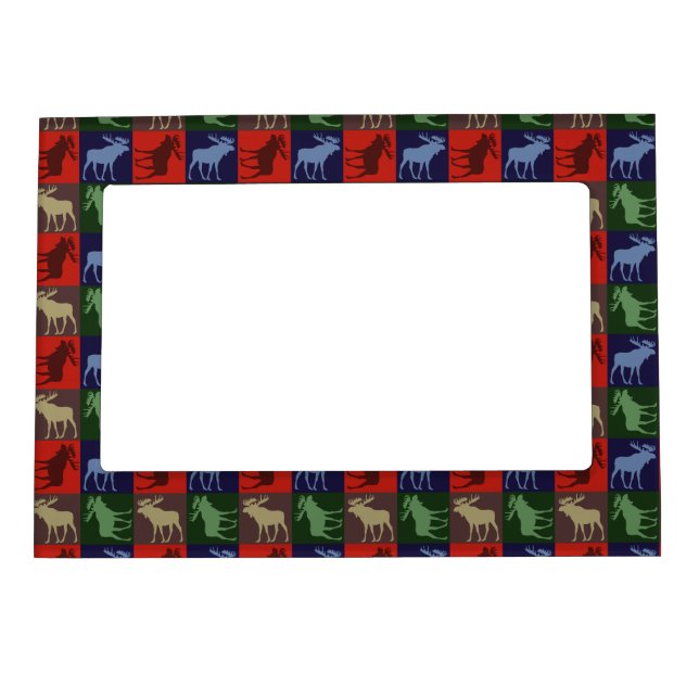 Colorful rustic moose magnetic picture frame (Front)