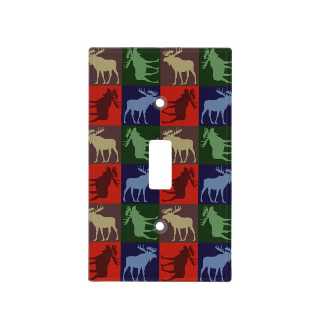 Colorful rustic moose square light switch cover (Front)