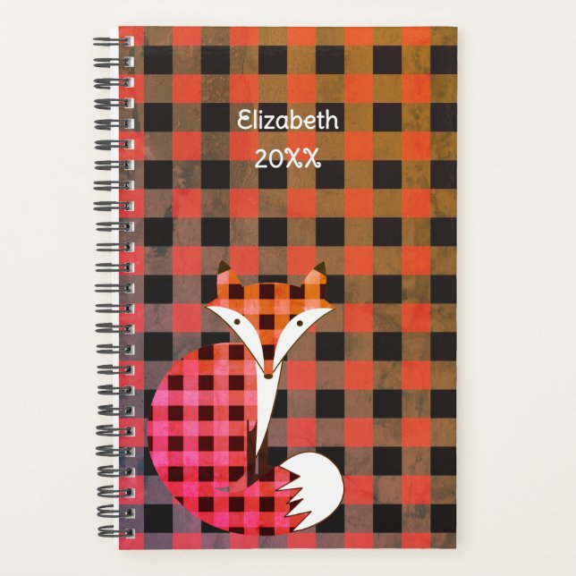 Colorful Rustic Plaid Name Year Planner (Front)