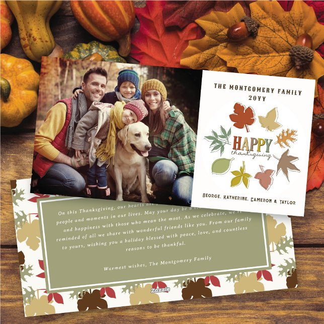 Colorful Rustic Thanksgiving Leaves Wreath Photo Holiday Card (Colorful Rustic Thanksgiving Leaves Wreath Photo Holiday Card @ fat_fa_tin)