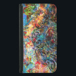 Colorful Rustic Vintage Floral Collage Wallet Phone Case For Samsung Galaxy S5<br><div class="desc">Cool colorful rustic vintage floral collage with black swirls ornament accent.</div>