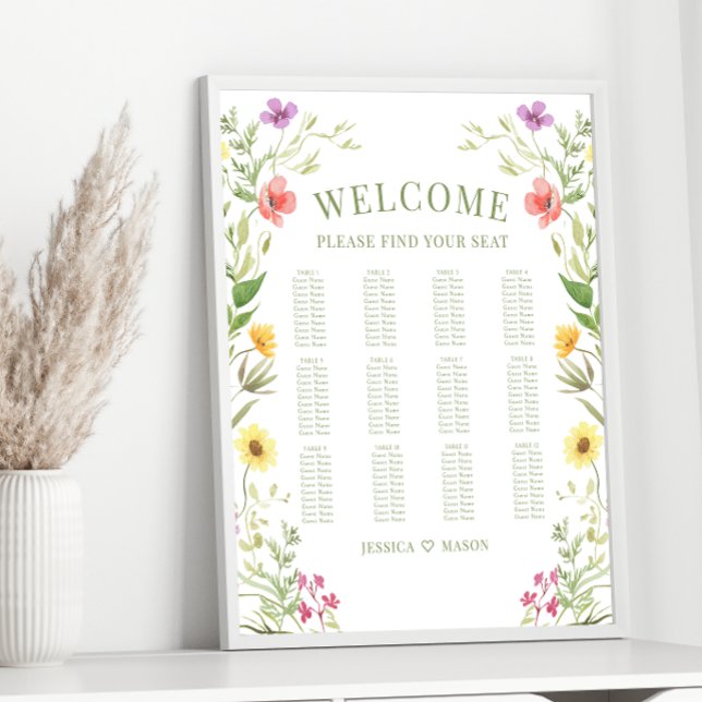 Colorful Rustic Wildflower Wedding Seating Chart (Creator Uploaded)