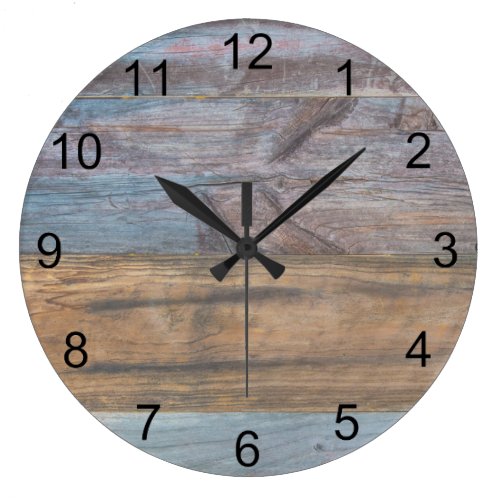 Colorful Rustic Wood Grain Large Clock