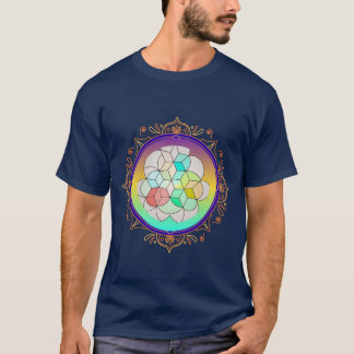 Colorful Sacred Geometry Mandala Isometric Cube Ar T-Shirt