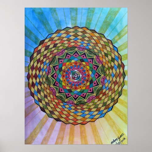 Colorful Sacred Geometry Mandala _ WaterColor Poster
