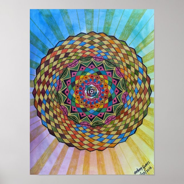 Colorful Sacred Geometry Mandala - WaterColor Poster (Front)