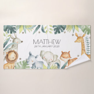 Colorful safari animals custom towel for kids