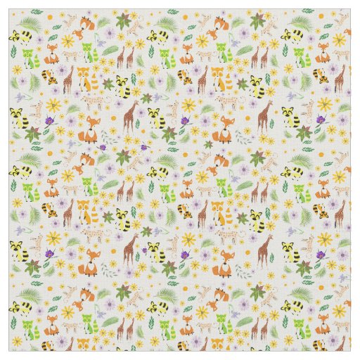 Colorful safari pattern l Wild animal nursery Fabric