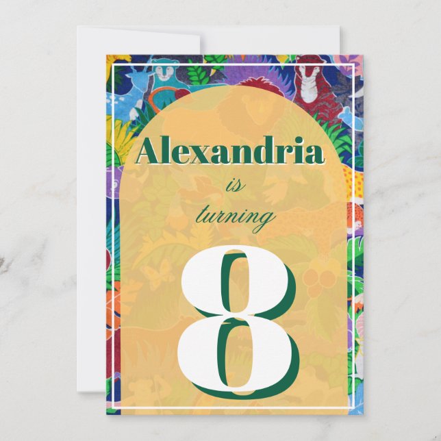 Colorful Safari Theme Birthday Busy Invitation (Front)