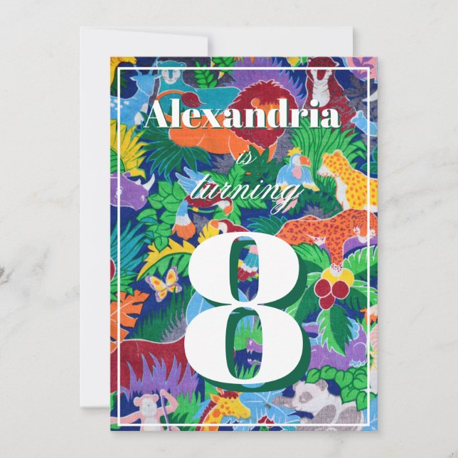 Colorful Safari Theme Birthday Busy Invitation (Front)