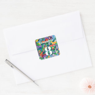 Colorful Safari Theme Birthday Busy Square Sticker