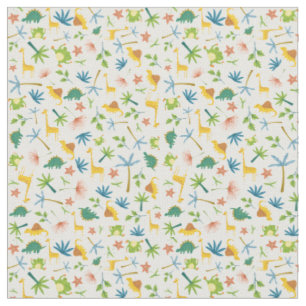 Colorful safari wild animal watercolor giraffe fabric