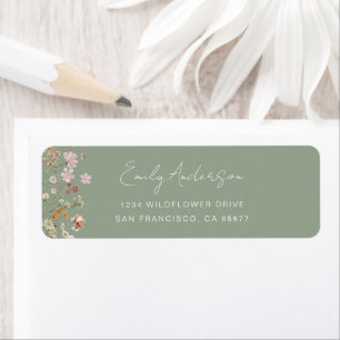 Colorful Sage Green Wildflower Return Address Label