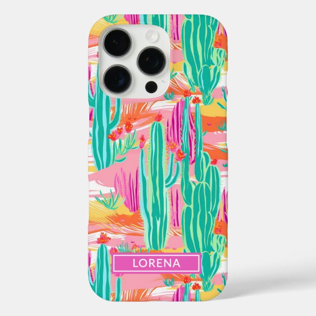 Colorful Saguaro Cacti Personalized Case-Mate iPhone Case (Back)