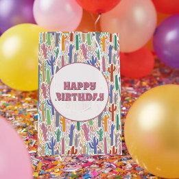 Colorful Saguaro Cactus Art Pattern Medium Gift Bag