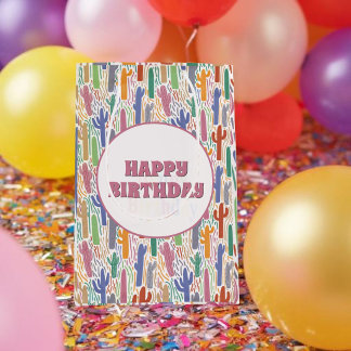 Colorful Saguaro Cactus Art Pattern Medium Gift Bag