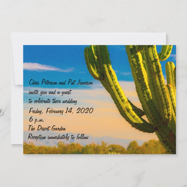 Colorful Saguaro Cactus Desert Wedding Invitation (Front)