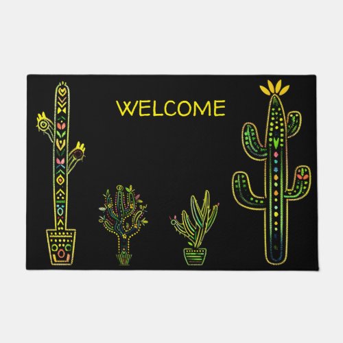 Colorful Saguaro Cactus Southwestern Doormat