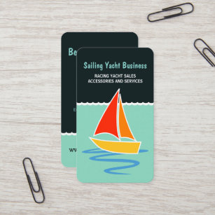 Colorful Sail Yacht Sailing Boat Vertical Boating Business Card