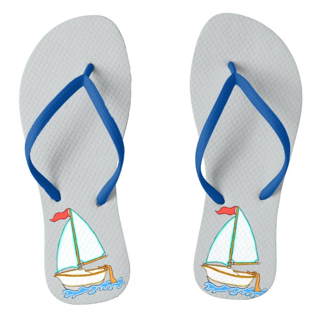 Colorful Sailboat 1 Flip Flops (Footbed)