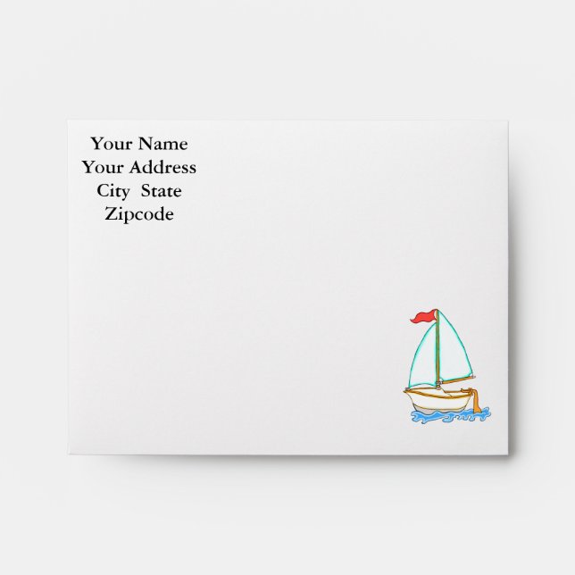 Colorful Sailboat 1 Note Card Envelope (Front)