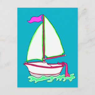 Colorful Sailboat 2 Postcard