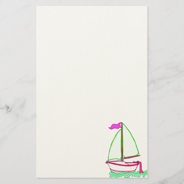Colorful Sailboat 2 Stationery (Front)