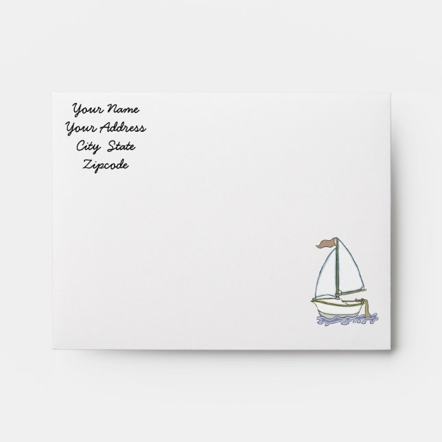Colorful Sailboat 3 Note Card Envelope (Front)