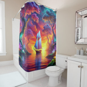 Colorful Sailboat Shower Curtain