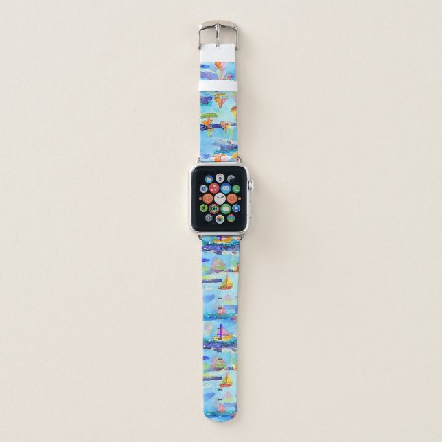 Colorful Sailboats Custom Apple Watch Band (Front)