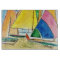 Colorful Sailboats On Beach Cutting Board