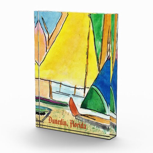 Colorful Sailboats on Beach _ Original Art     Acrylic Award