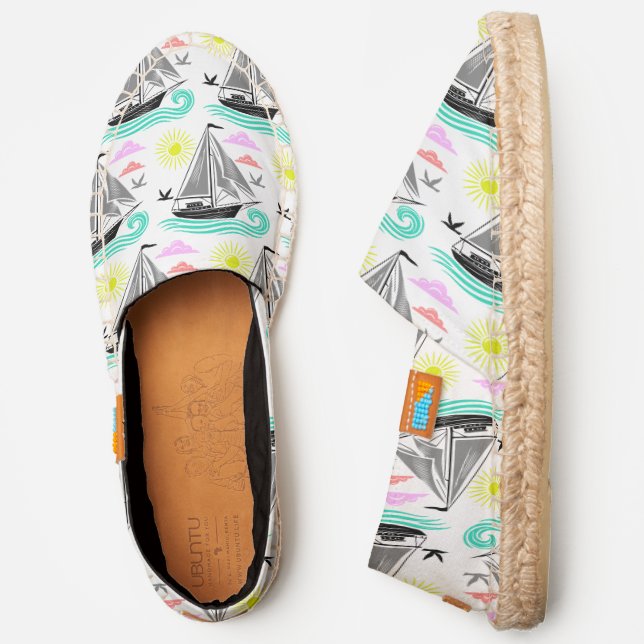 Colorful Sailboats on the Water Drawing Espadrilles (Side)