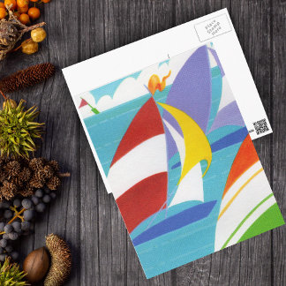Colorful Sailboats Postcard