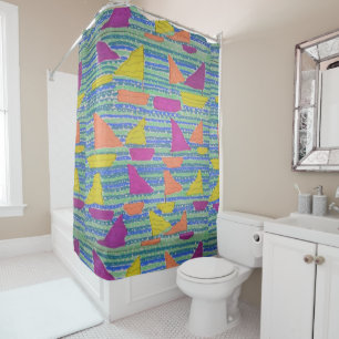 Colorful Sailboats Shower Curtain