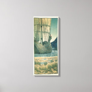 Colorful Sailing Ship Anchored in the Harbor Canvas Print