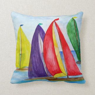 Colorful Sails Nautical Pillow