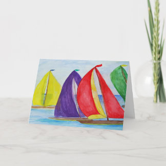 Colorful Sails sailboat nautical greeting card
