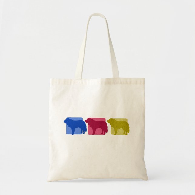 Colorful Saint Bernard Silhouettes Tote Bag (Front)