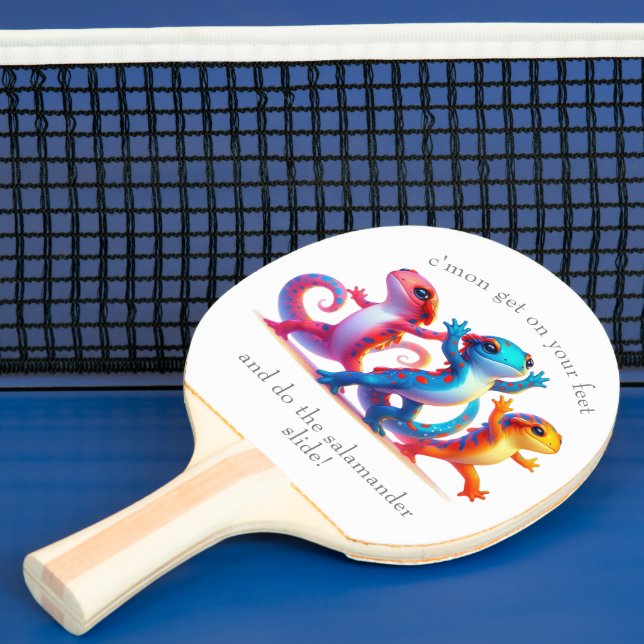 Colorful Salamanders do the Salamander Slide Ping Pong Paddle (Insitu)
