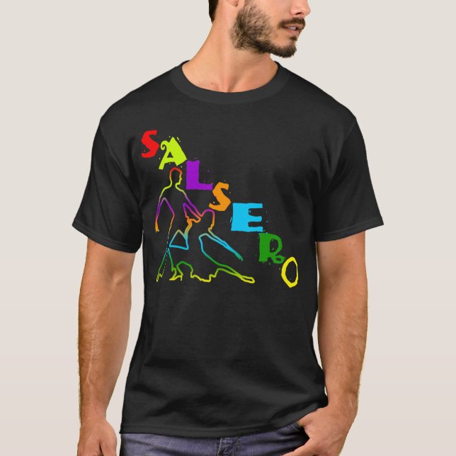 Colorful SALSERO T-Shirt with dancing couple (Front)