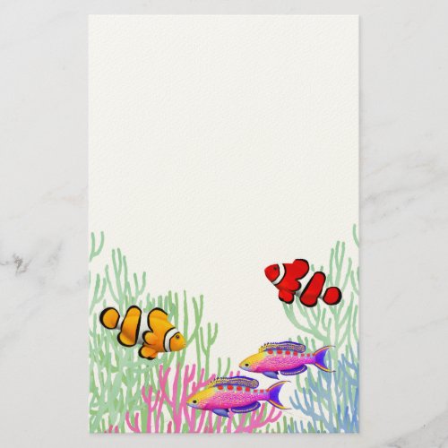 Colorful Saltwater Aquarium Fish Stationery