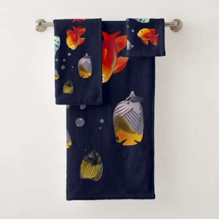 Colorful Saltwater Fish Bath Towel Set