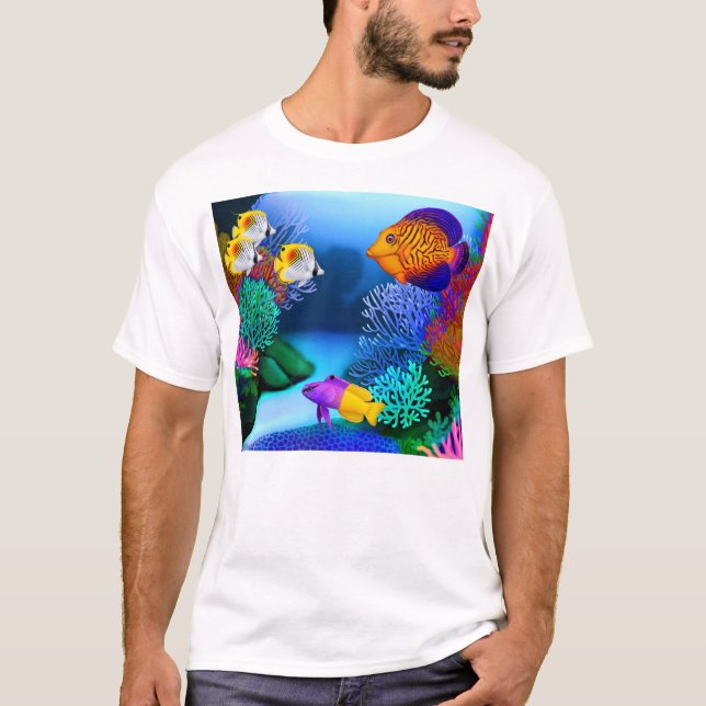 Colorful Saltwater Reef Aquarium Fish T-Shirt (Front)