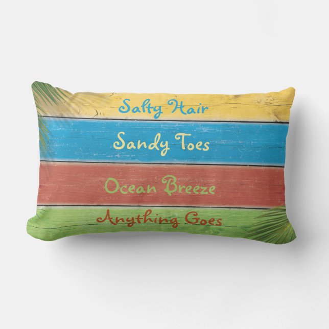 Colorful Salty Hair Sandy Toes Outdoor Pillow (Front)